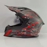 کلاه کاسکت کراسی عینک دار LVS مشکی قرمز