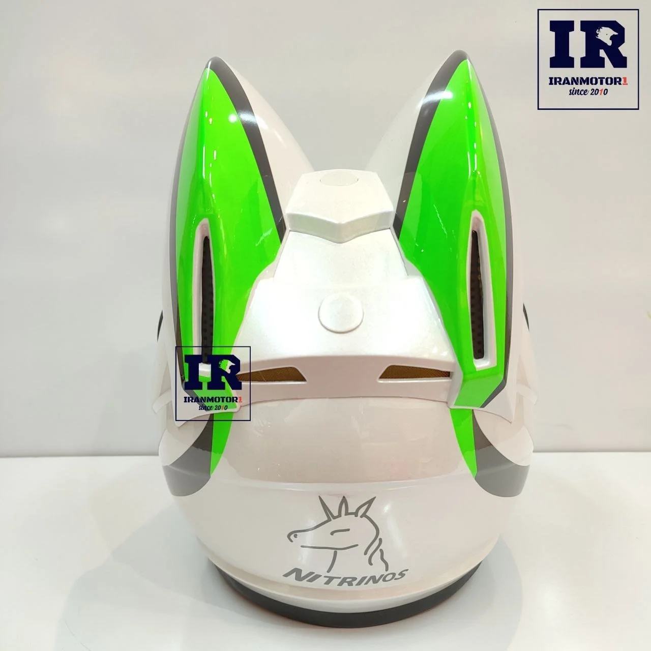 کلاه کاسکت بلوتوث دار خرگوشی دخترانه NITRINOS نیترینوس - سفید سبز + BT12 - تصویر 3