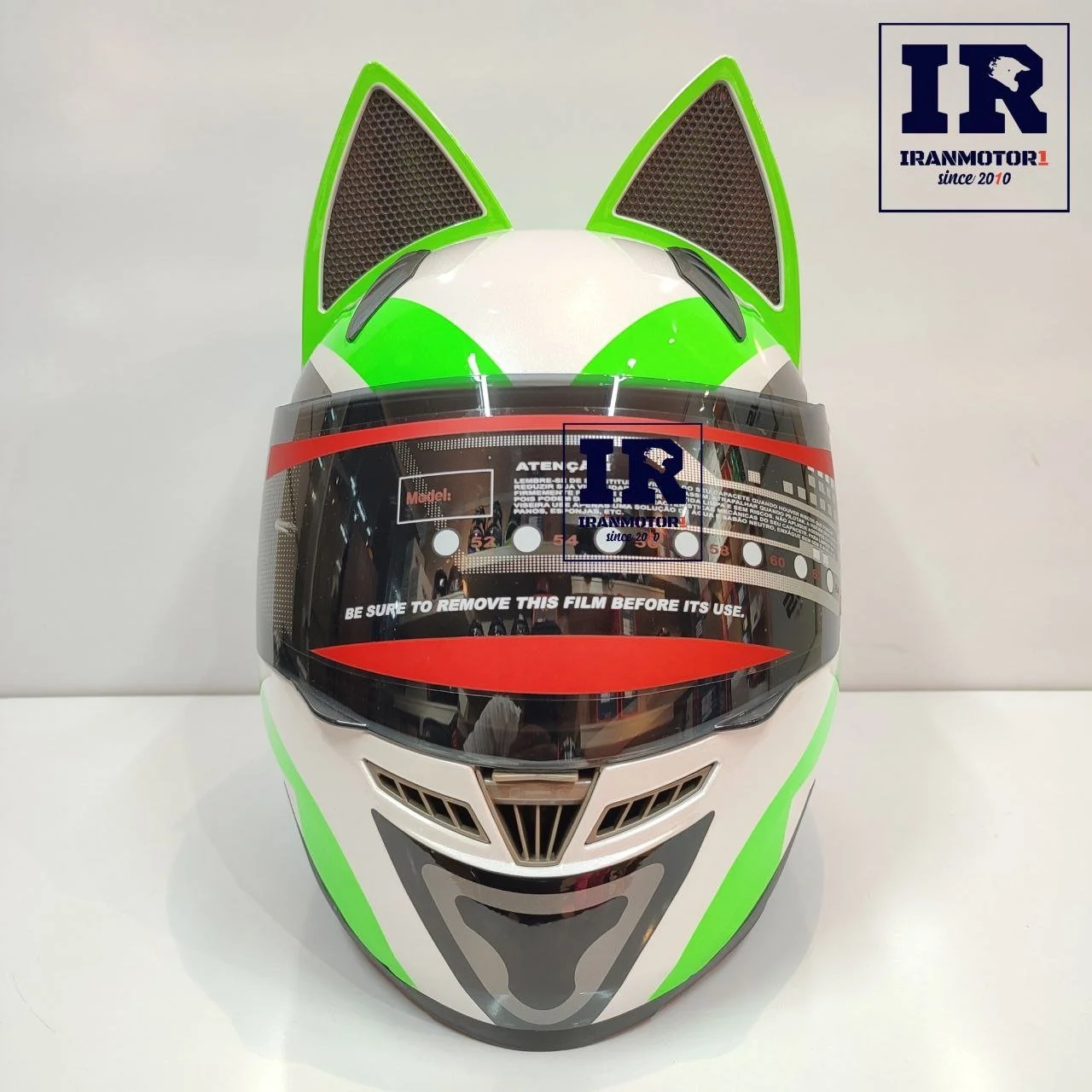 کلاه کاسکت بلوتوث دار خرگوشی دخترانه NITRINOS نیترینوس - سفید سبز + BT12 - تصویر 2