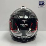 کلاه کاسکت کراسی Tekno تکنو مشکی سفید قرمز براق - تصویر 4