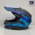 کلاه کاسکت کراسی Tekno تکنو مشکی آبی طرح دار