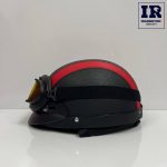 کلاه کاسکت وسپایی نیمه چرمی مشکی قرمز عینک دار