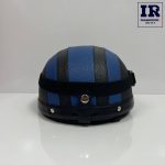 کلاه کاسکت وسپایی نیمه چرمی مشکی آبی عینک دار - تصویر 4