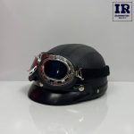 کلاه کاسکت وسپایی نیمه چرمی مشکی مات عینک دار - تصویر 2