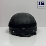 کلاه کاسکت وسپایی نیمه چرمی مشکی مات عینک دار - تصویر 4