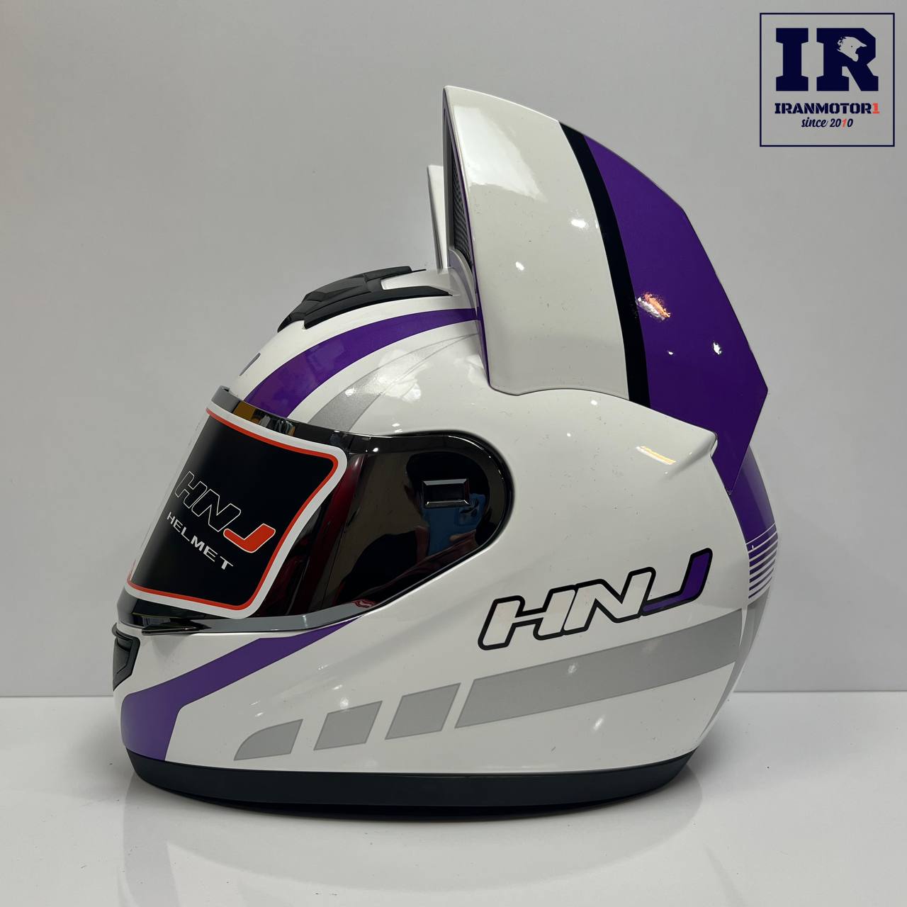 image_1769847292095 کلاه کاسکت دخترانه خرگوشی (گوش گربه ای) HNJ اچ ان جی سفید بنفش - تصویر 1