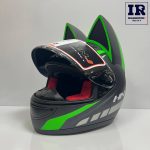 کلاه کاسکت دخترانه خرگوشی (گوش گربه ای) HNJ اچ ان جی مشکی سبز - تصویر 6