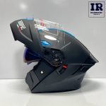 کلاه کاسکت فک متحرک فابریک Fabric مشکی آبی مات - تصویر 5