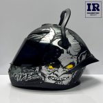 کلاه کاسکت فک ثابت دستگیره دار کایک Qike - مشکی طوسی devil - تصویر 2