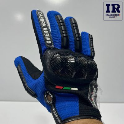 دستکش موتور سواری ضربه گیر دار مدبایک Madbike کربن - آبی