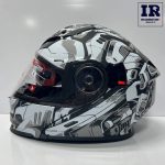 کلاه کاسکت فک متحرک ردلاین Redline کد 939 سفید طوسی روشن