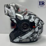 کلاه کاسکت فک متحرک ردلاین Redline کد 939 سفید طوسی روشن - تصویر 6