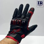 دستکش‌ موتور سواری آلپین استار چرمی کربن Alpinestar مشکی قرمز