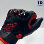 دستکش‌ موتور سواری آلپین استار چرمی کربن Alpinestar مشکی قرمز - تصویر 3
