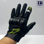 دستکش‌ موتور سواری آلپین استار چرمی کربن Alpinestar مشکی فسفری