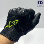 دستکش‌ موتور سواری آلپین استار چرمی کربن Alpinestar مشکی فسفری - تصویر 3