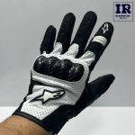 دستکش‌ موتور سواری آلپین استار چرمی کربن Alpinestar سفید