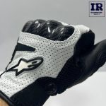 دستکش‌ موتور سواری آلپین استار چرمی کربن Alpinestar سفید - تصویر 3
