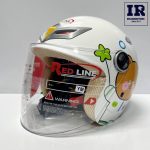 کلاه کاسکت بچگانه بدون فک ردلاین redline کد 908 سفید طرح خرس - تصویر 2