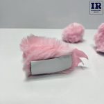 گوش و دم پشمی کلاه کاسکت زنگوله دار صورتی - تصویر 4