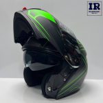 کلاه کاسکت فک متحرک تکنو Tekno مشکی سبز تیره - تصویر 3