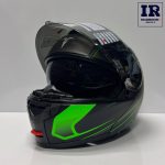 کلاه کاسکت فک متحرک تکنو Tekno مشکی سبز تیره - تصویر 5