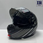 کلاه کاسکت فک متحرک تکنو Tekno مشکی سفید خطی - تصویر 6