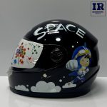 کلاه کاسکت بچگانه فک ثابت Ibk مشکی براق طرح Space